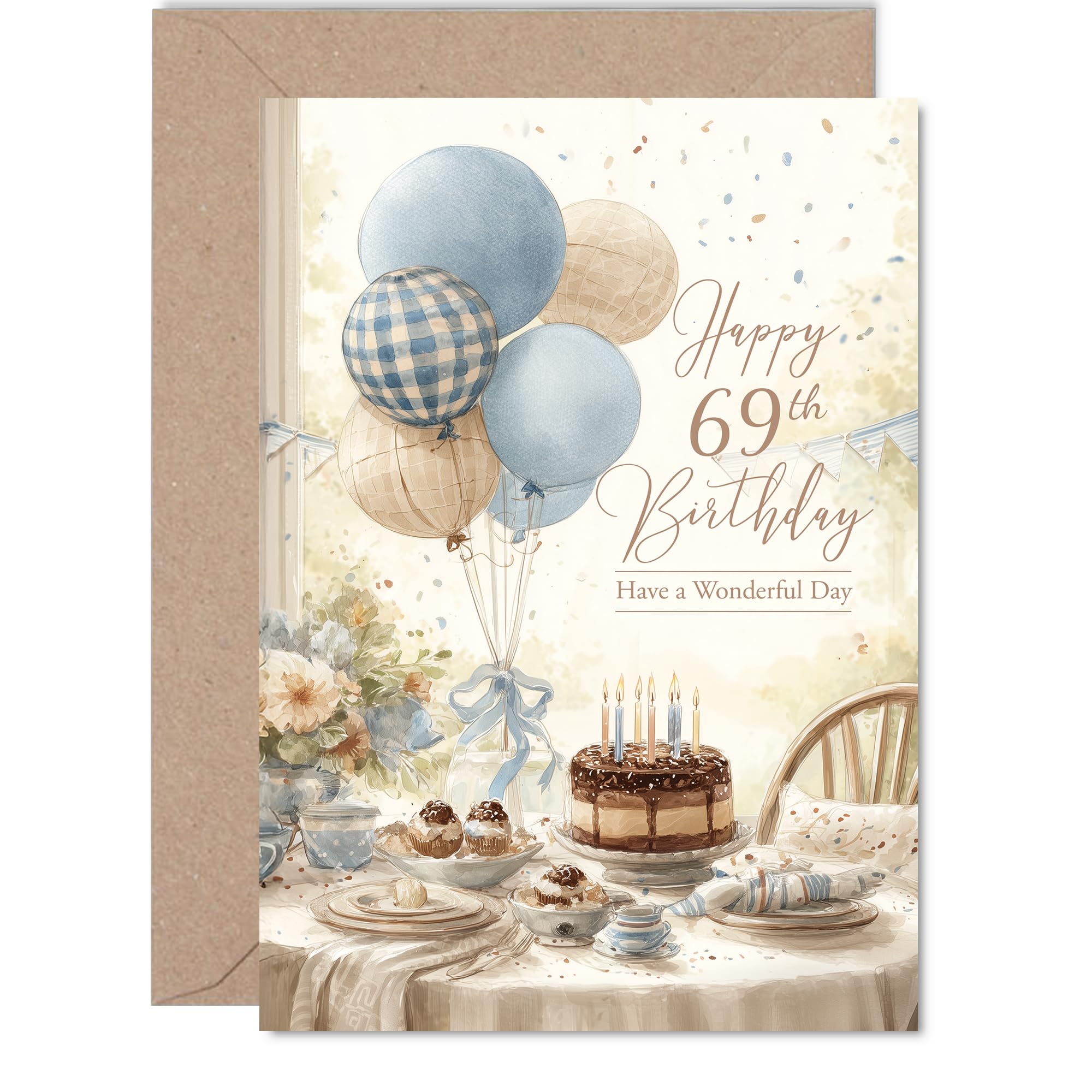 69th Birthday Cards for Women and Men, Rustic Birthday