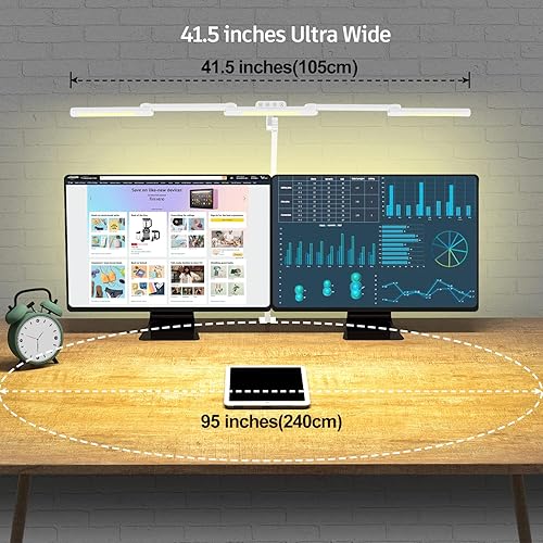 Miniatura 4 de EPABINA Lámpara LED de escritorio para oficina en casa, 41.5 pulgadas, clip blanco, lámpara de escritorio de arquitecto con abrazadera, brazo