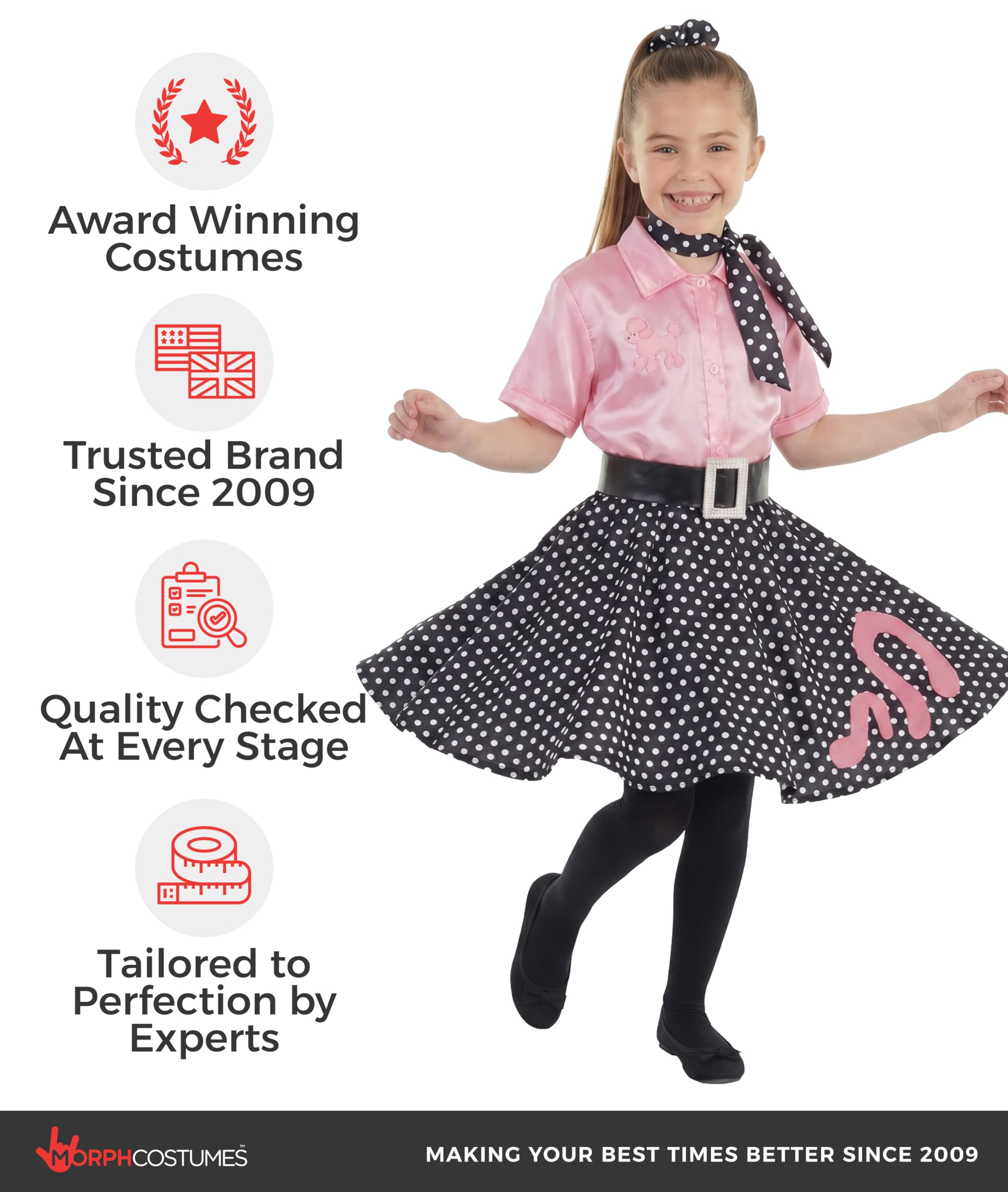 Fun Shack Vestito Anni 50 Bambina - Costume Carnevale Bambina, Abito Vintage per Feste, Halloween e Compleanni.