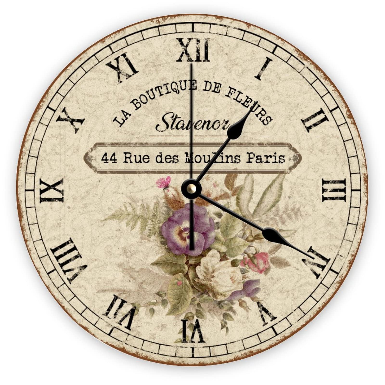 Horloge murale vintage à fleurs pour sublimer votre cuisine ou chambre