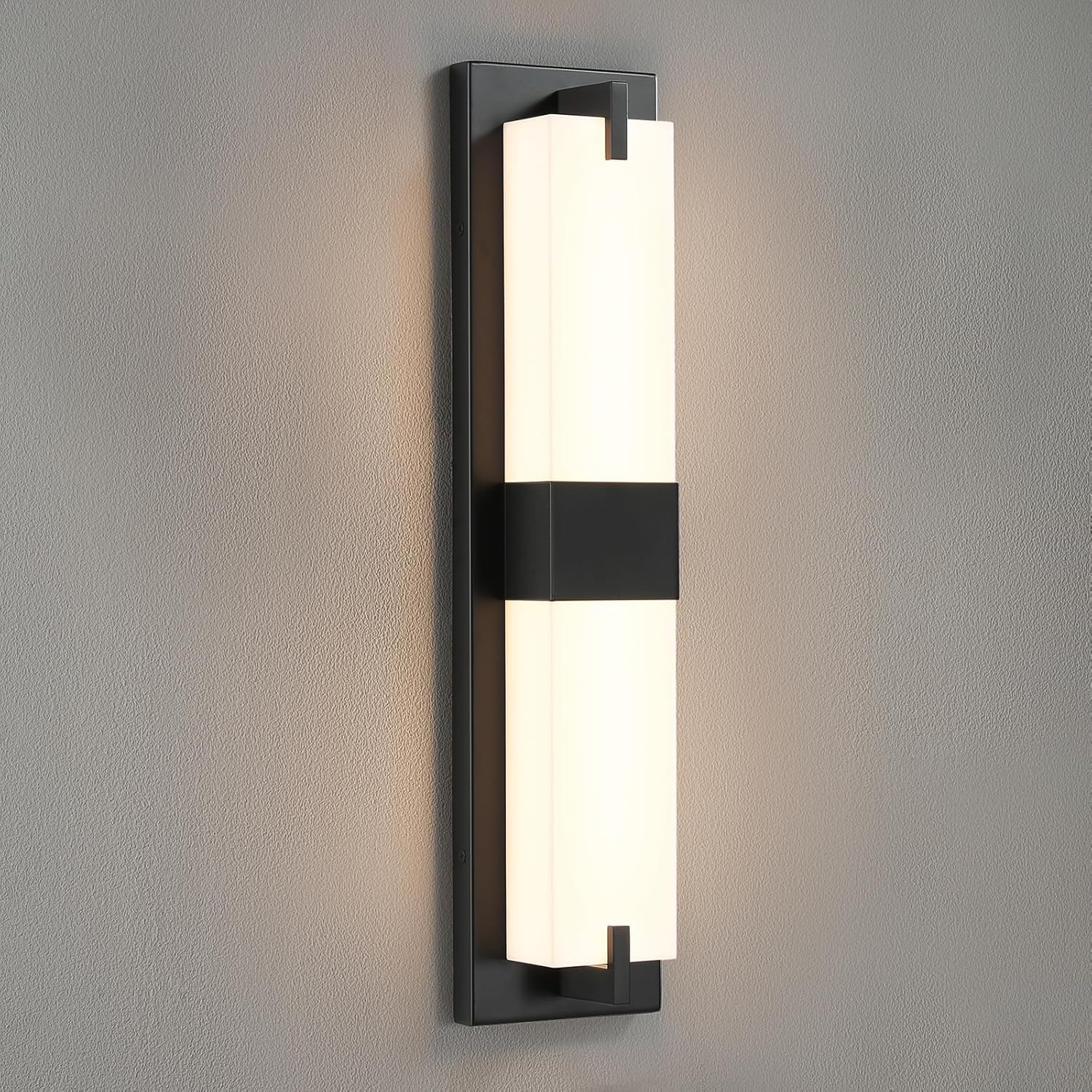 WOSHITU Black Sconces Wall Lighting - 24W 3000K Wall Sconces LED Dimmable with Acrylic Shade Bathroom Vanity Lights for Bathroom, Living Room, Hallway, Indoor, Stairway