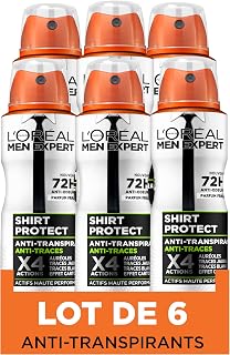 L'Oréal Paris Men Expert Shirt Protect Anti-Fingerprint Deodorant Spray - 150 ml - Pack of 6