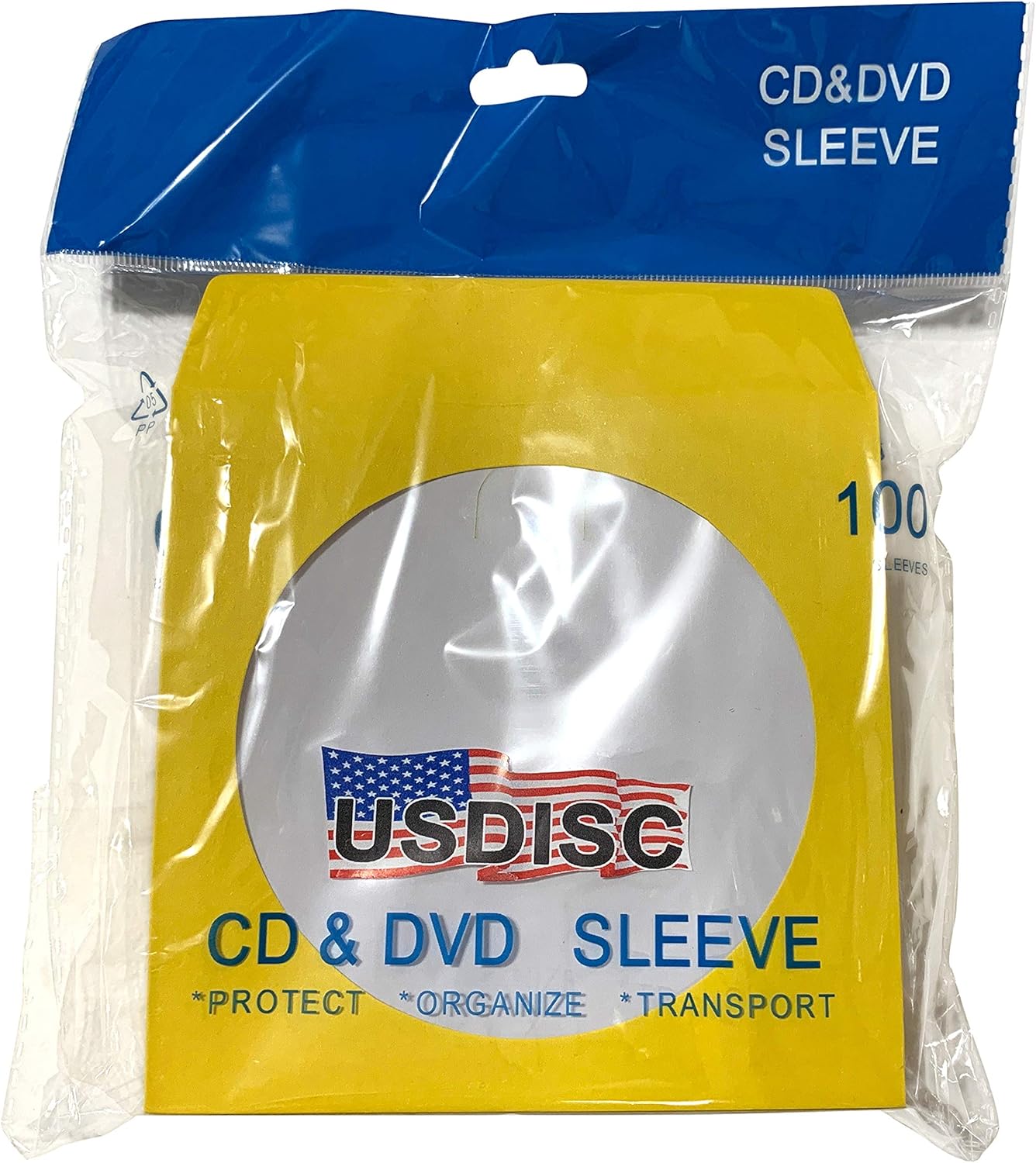 USDISC Paper Sleeves 100g Window, Flap, Yellow, Pack of 5000