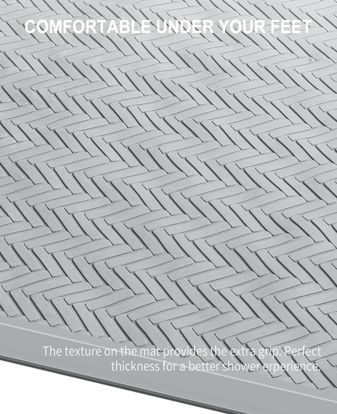 Yolife Non Slip Bath Mats for inside Bath,Rubber Bath Mat,43x92 cm Long Bath Mat Machine Washable with Strong Suction Cups (A Little Grey) - Image 4