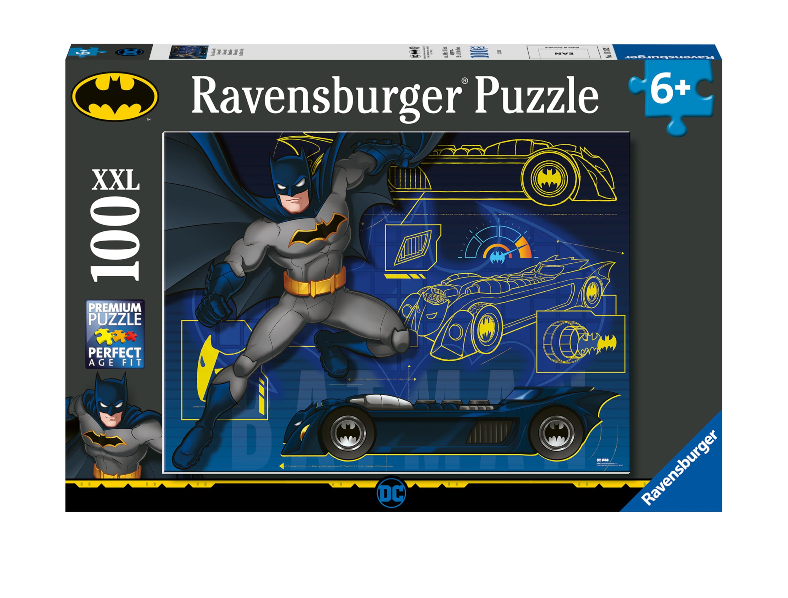 Ravensburger - Puzzle Enfant - Puzzle 100 p XXL - La Batmobile/​Batman - Dès 6 Ans - 13262