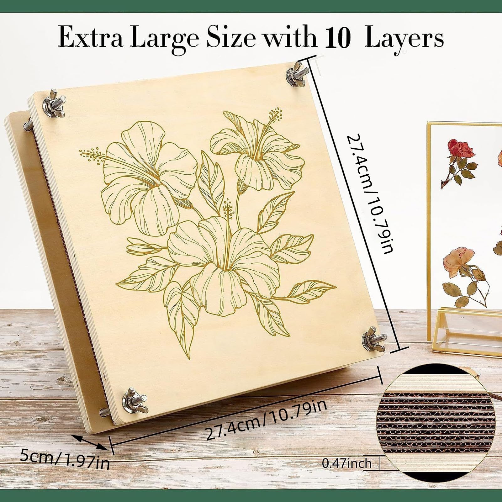 Genérico Kit de Flores Prensadas - Herramienta de Madera para Plantas Secas | Herramienta de Secado de 28x28 cm 10 Capas para Manualidades Adultos Niños Elaboración de Marcadores