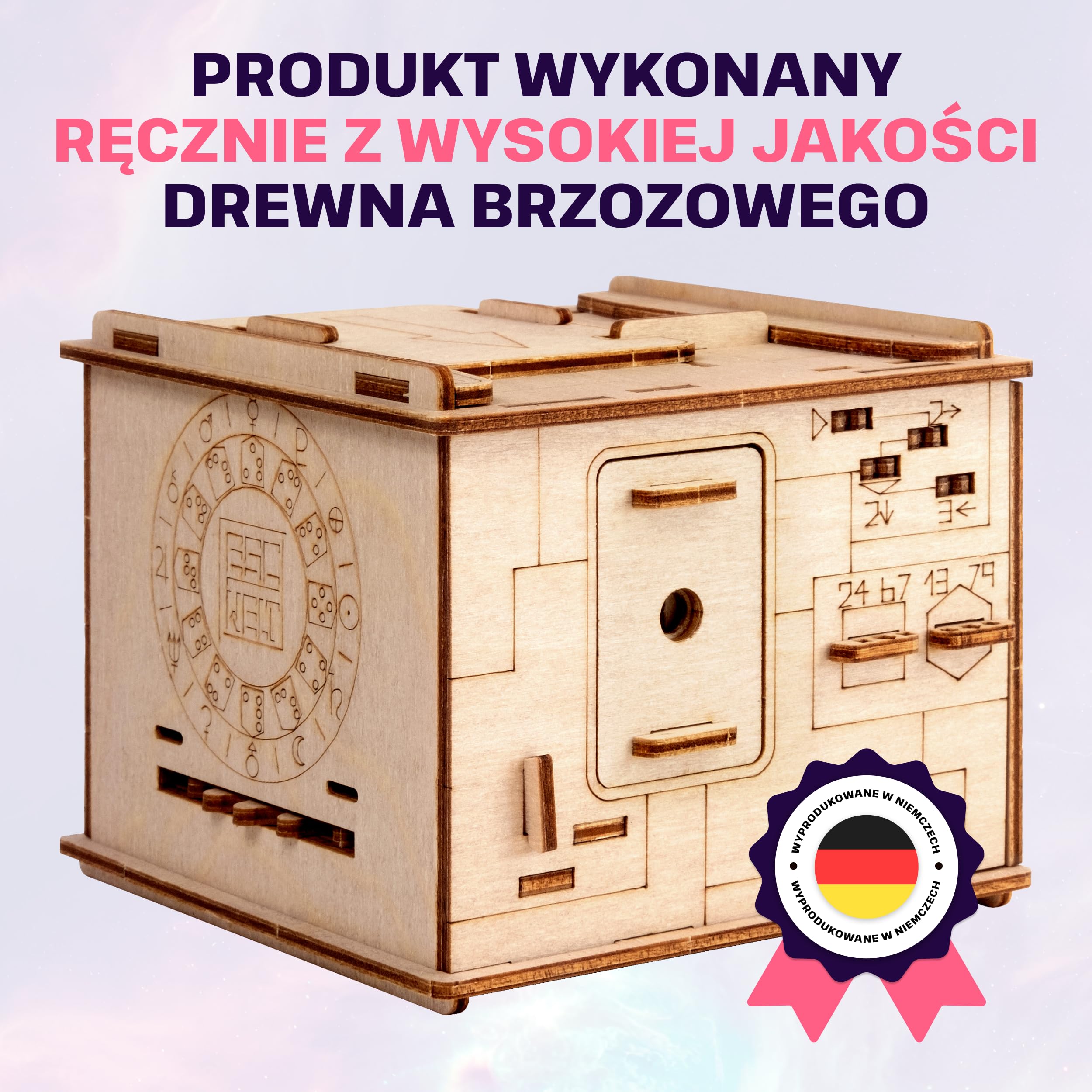 ESC WELT Space Box - Drewniane Pudełko Układanka z Brzozy dla Nastolatków - Zaawansowana Drewniana łamigłówka dla Przyjęcia Urodzinowego i Wieczoru Rodzinengo - 3D Drewniane Pudełko Układanka