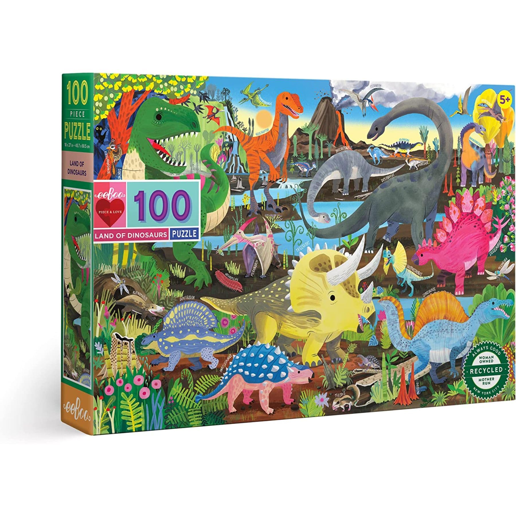 100 Piece Puzzle for Kids - Land of Dinosaurs Children's Puzzle Prehistoric, Large Pieces…