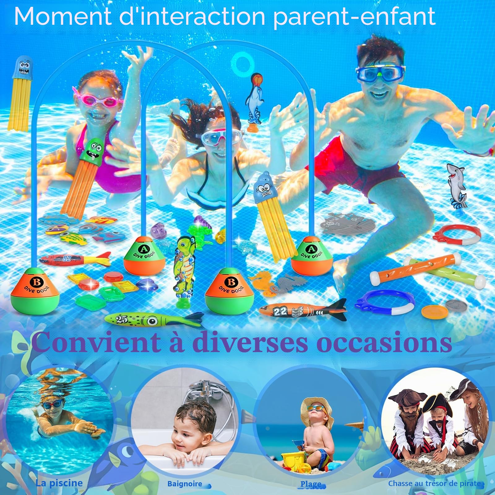 46pcs Jouet de Plongée, Jouets de Natation pour Piscine de Plongée, Jeux d Eau Exterieur pour Enfantsé