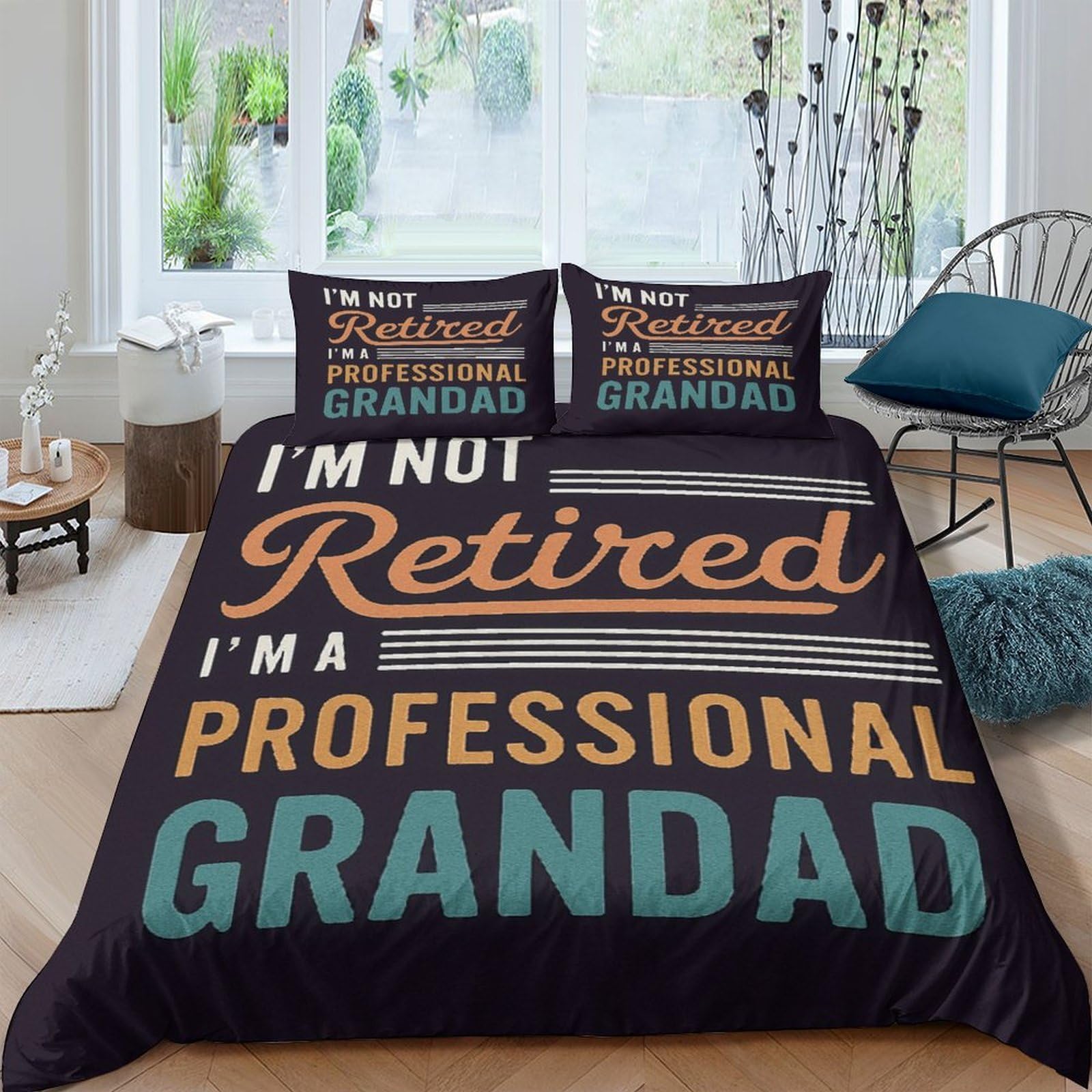 GPLZQXKJNH 3D Printed Letter Typography Duvet Cover Microfiber Soft Breathable Quote Bedding Set with 2 Pillowcases for Bedroom Decor Single（135x200cm）