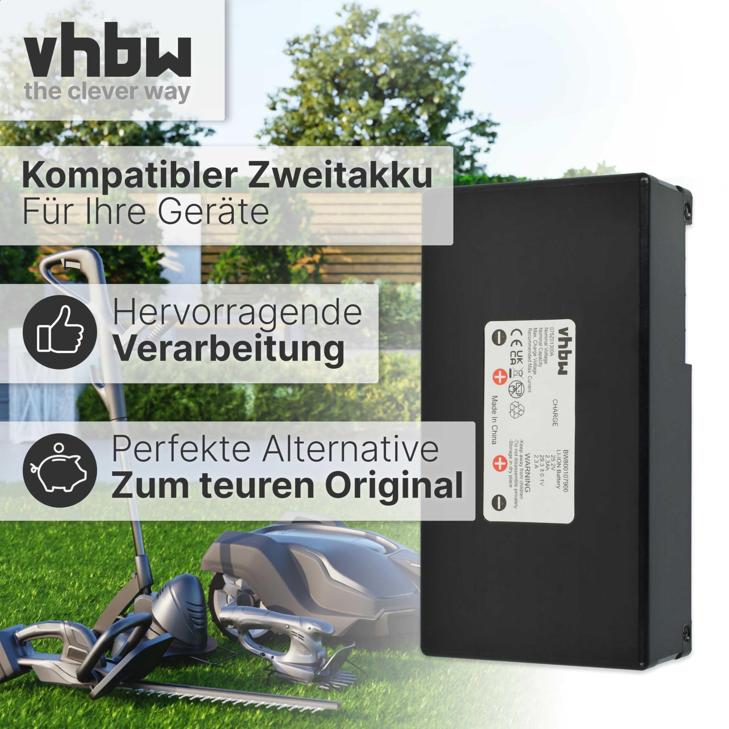 vhbw Akumulator kompatybilny z kosiarką automatyczną Stiga 125, 127, 200, 223, 225, 225s, 228, 228s (2300 mAh, 25,2 V, litowo-jonowa)
