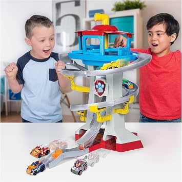 Paw Patrol True Metal Adventure Bay Rescue Way Playset with 2 Exclusive Vehicles, 1:55 Scale
