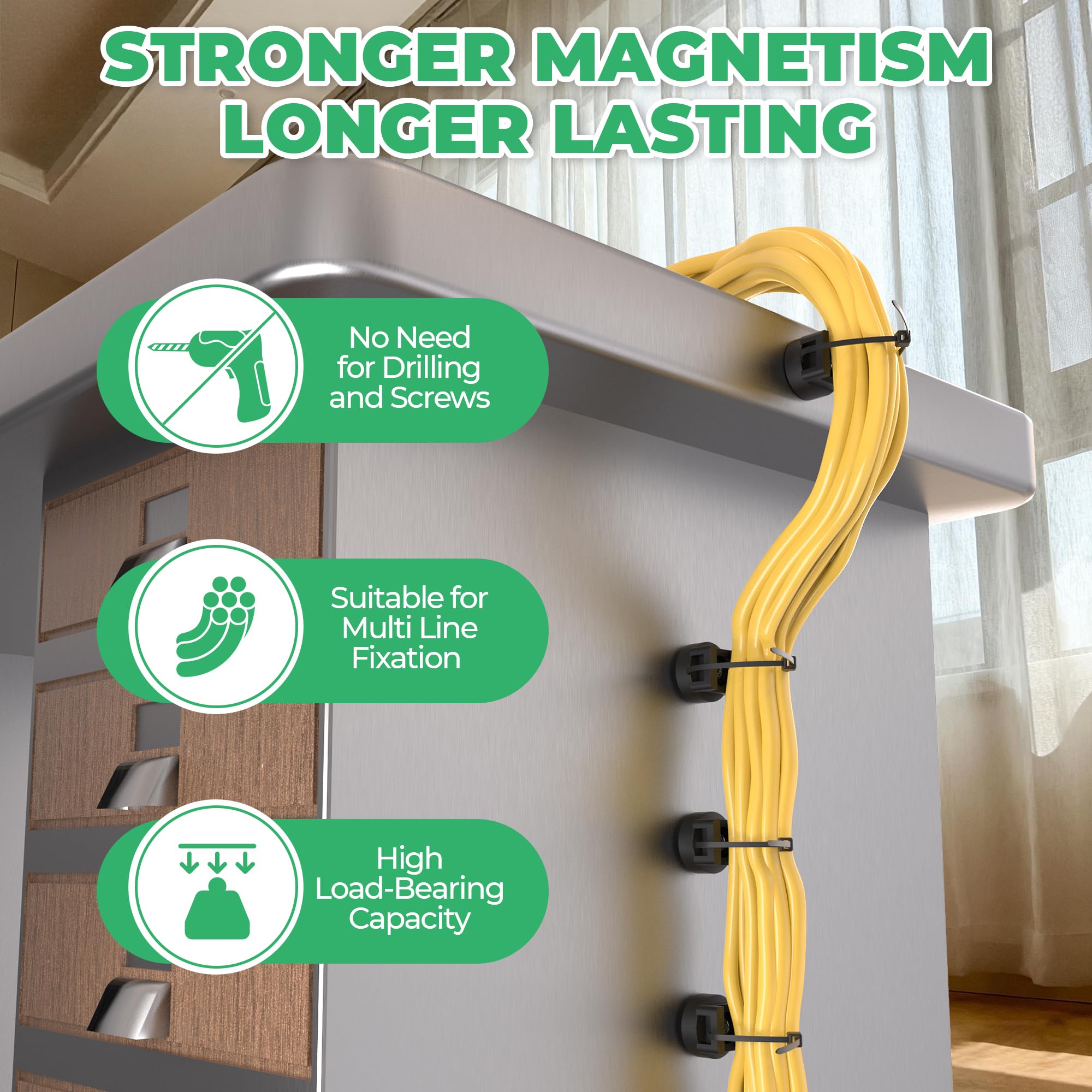 Supporto magnetico con cerniera con 200 fascette in nylon da 11,3 kg, supporto magnetico multiuso per fascette magnetiche, fascette magnetiche impermeabili per la gestione dei cavi elettrici