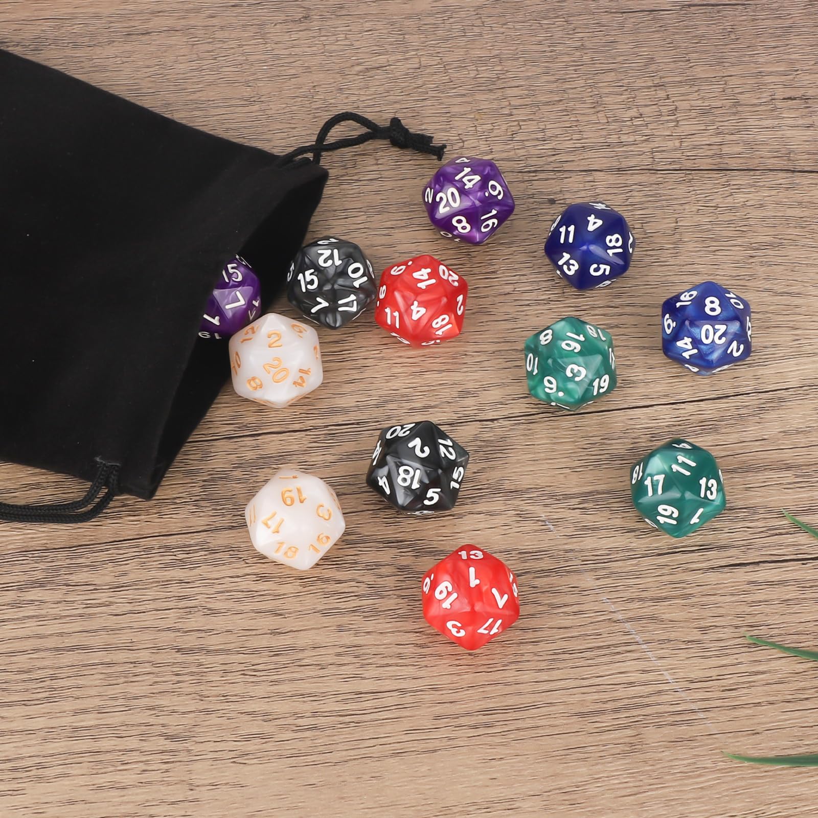 12 Pezzi Set di Dadi D20 Standard in 6 Colori, a 20 Facce Dadi Contatore per Giochi di Ruolo MTG DND Party Card Loaded Games con Custodia