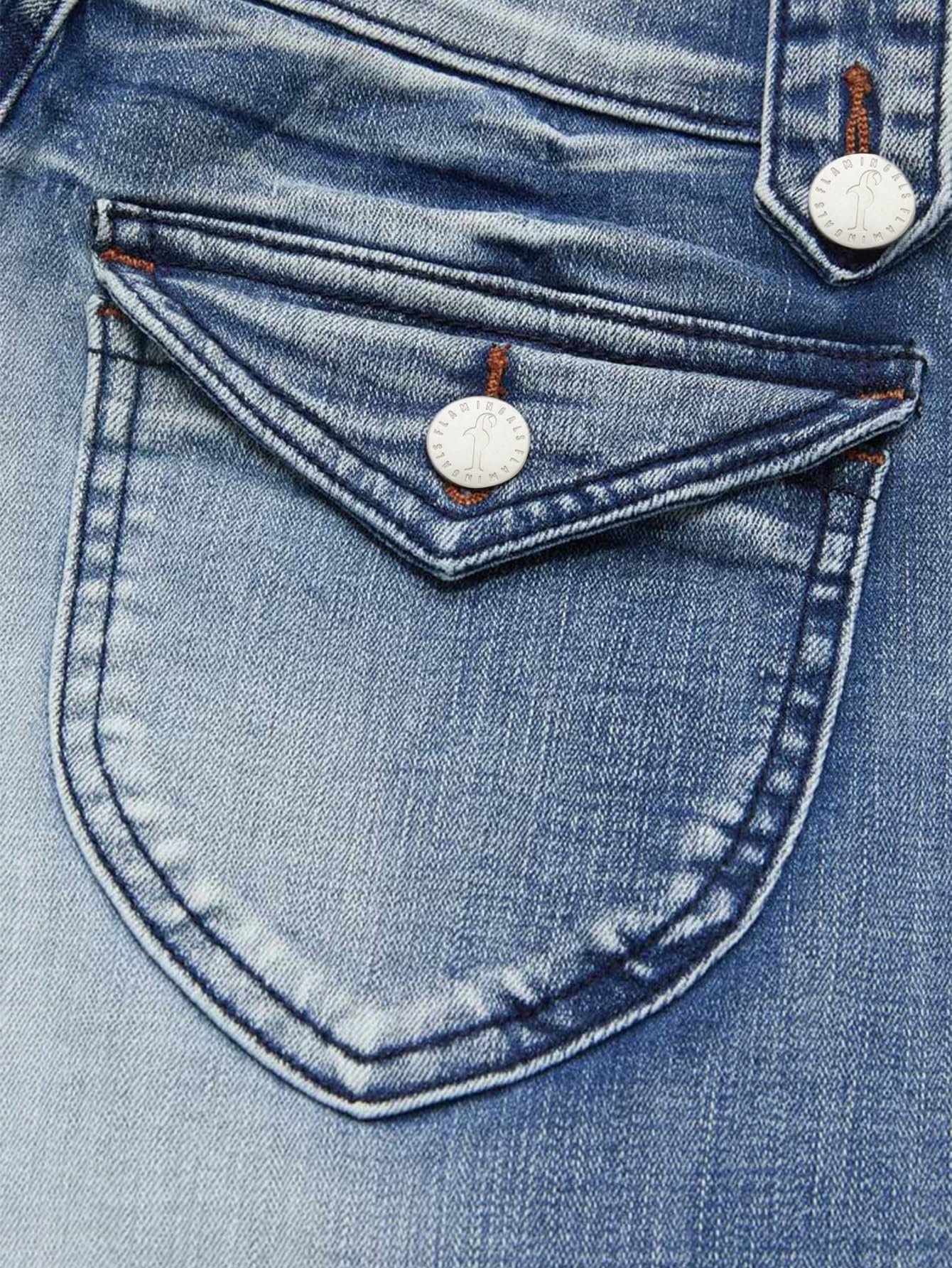 Flamingals Capri-Cargo-Jeans für Damen, mittlere Taille, dehnbar, Sommer, Skinny Wash, Pattentasche, Denim-Hose