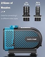 Vista 6 de Pawfly 800 GPH Aquarium Submersible Water Pump (3000L/H, 45W) Ultra Quiet Water Fountain Pump with 8.2 ft. Lift Height Adjustable Water Pump for