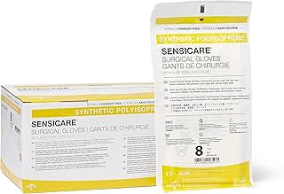Medline SensiCare with Aloe Sterile Powder and Latex-Free Surgical Glove, Size 8, White (Pack of 100)