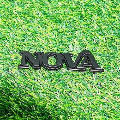 Miniatura 10 de 1 emblema de guardabarros delantero Nova 1975-1979 con placa de identificación 3D con pernos de montaje 358756 de repuesto para Nova (negro plateado)