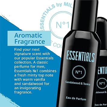 Milton-Lloyd ESSENTIALS No 1 Perfume for Men. 50ml Eau de Parfum Men, Luxury Fragrance - Mens Aftershave, Long Lasting Fragrance