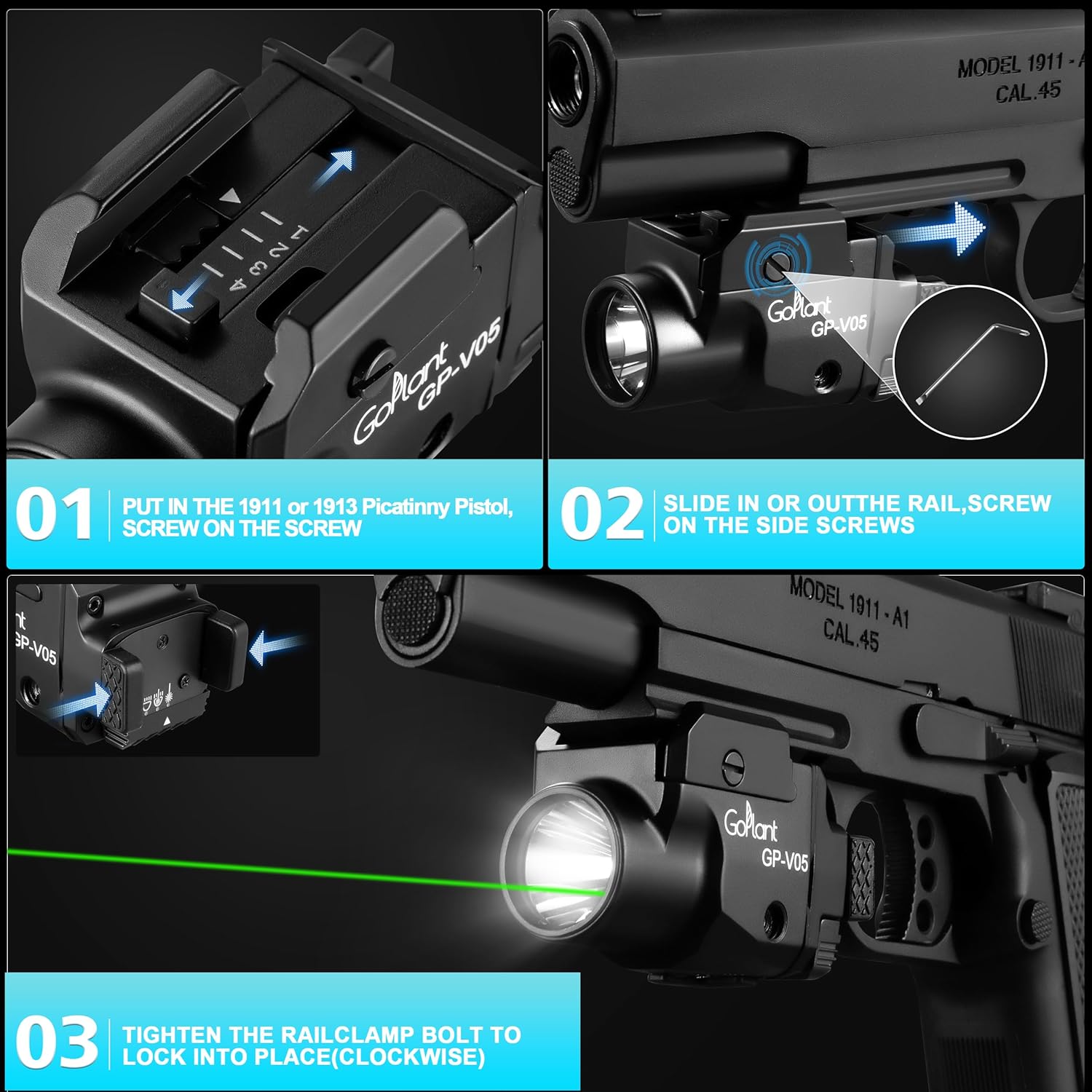 V05 1500 Lumens Pistol Light + PB03 Tactical Battle Belt