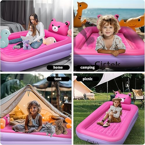Miniatura 6 de Cirtek - Cama de aire plegable para niños, cama de viaje para niños, colchón de aire para niños, cama de aire para niños, cama de viaje inflable,