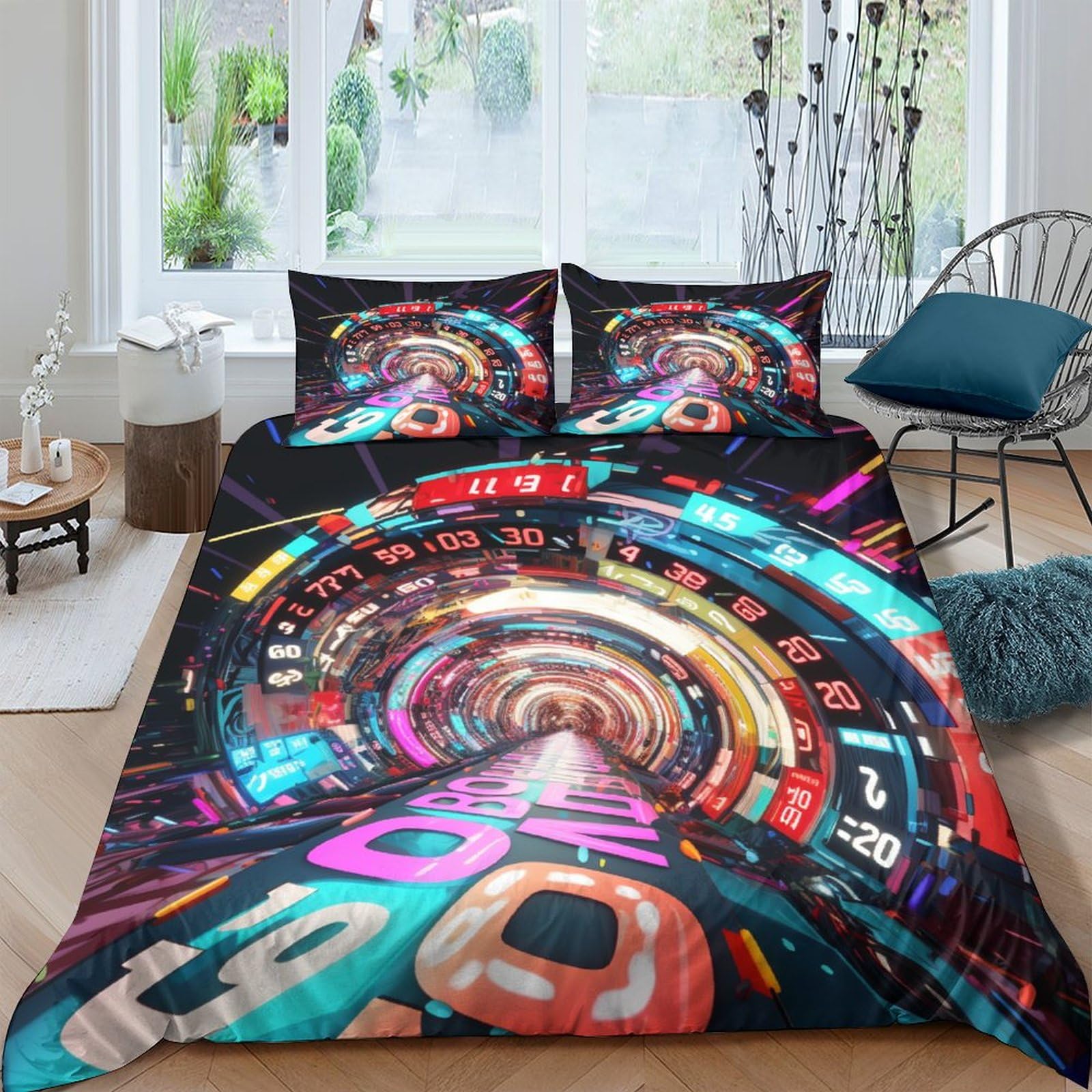 Housse de couette 3D motifs colorés pour dynamiser la chambre d'enfants et de jeunes King