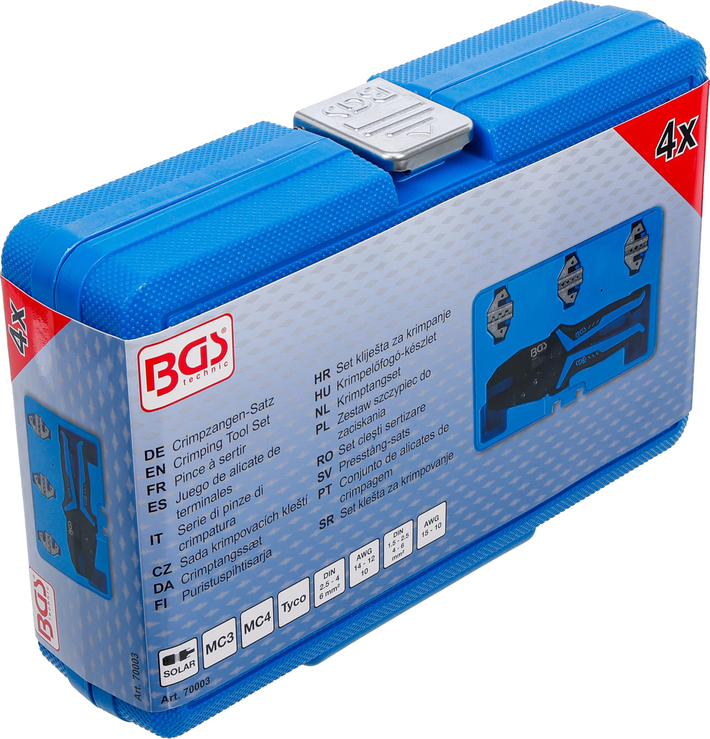 BGS 70003 | Serie di pinze di crimpatura | con 3 coppie di ganasce | per connettori per pannelli solari MC3 / MC4 / Tyco