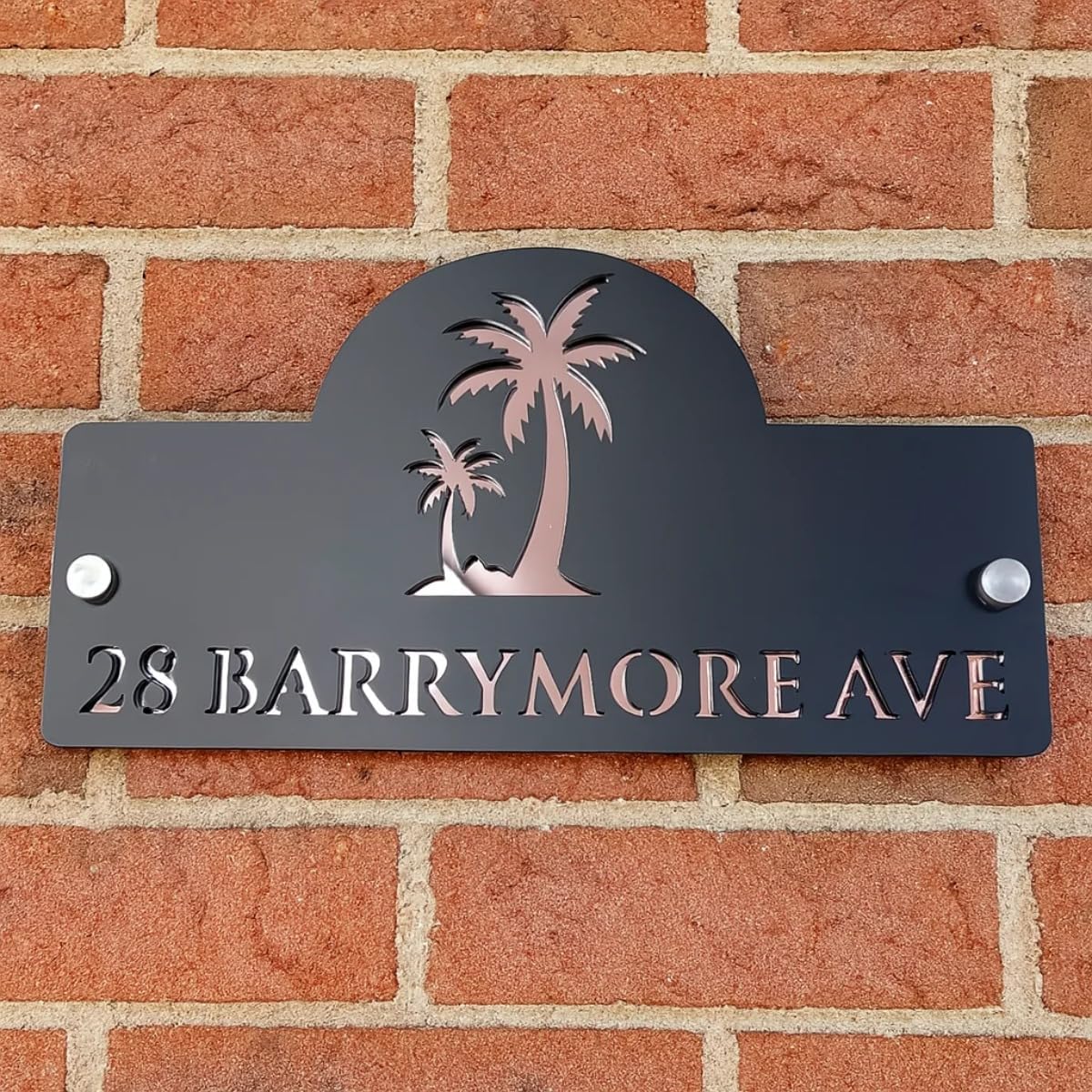 Custom Acrylic House Number Sign Modern Address Plaque Outdoor,Custom House Number Plate Outside Address Sign (Gray Rose gold)