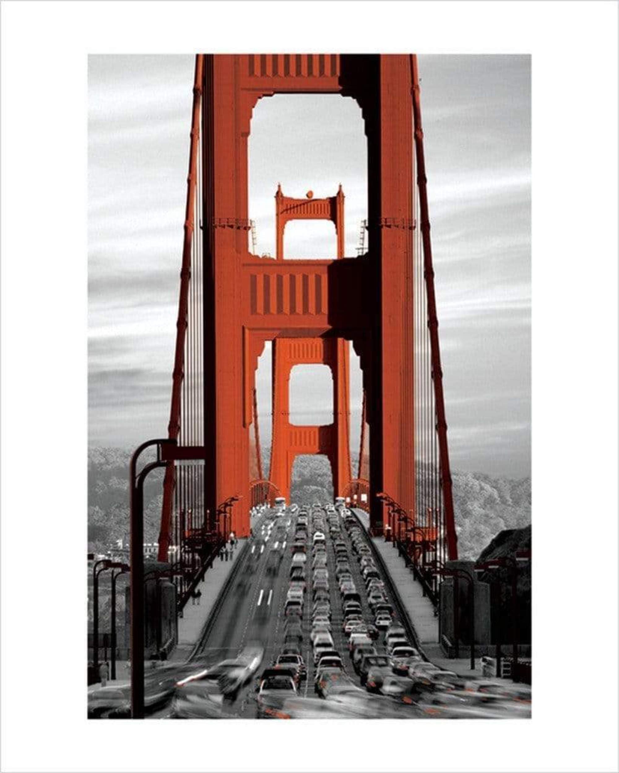 Pyramid International "Golden Gate Bridge San Francisco Paper Art Print, Multi-Colour, 60 x 80 x 1.3 cm