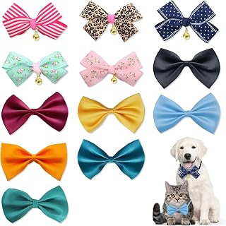 12 Stück Hundehalsbänder mit Fliege, Klassische Hundehalsband mit Fliege, Verstellbares Halsband Hund mit Glocke Katzenhalsband Halsbänder für kleine und Mittelgroße Hunde Sowie Katzen