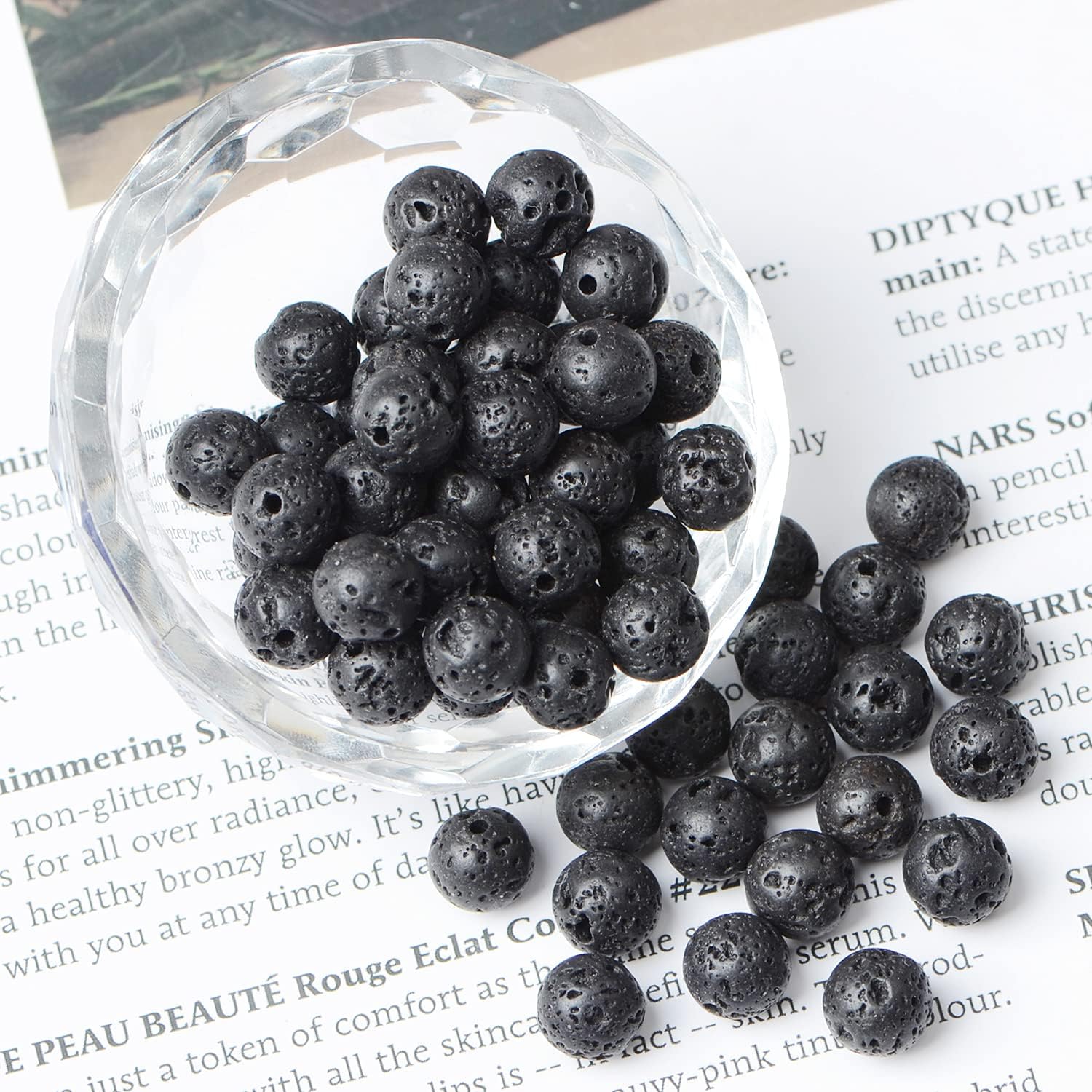 AD Beads 8mm Natural Round Loose Beads 110 Pieces, for Making 108 Mala Prayer Beads Necklace, Bracelet & Yoga Meditation, Jewelry Design (Black Lave) - Image 2