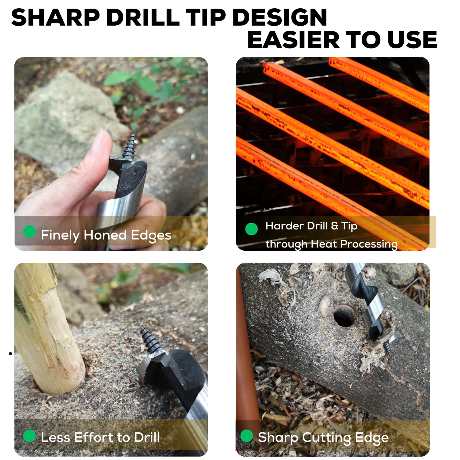 Taladro manual para madera, soldaduras mejoradas con ojo escocés afilado, herramientas de supervivencia para proyectos de Bushcraft, campamentos, exteriores, 1 llave de colonos de 10 pulgadas