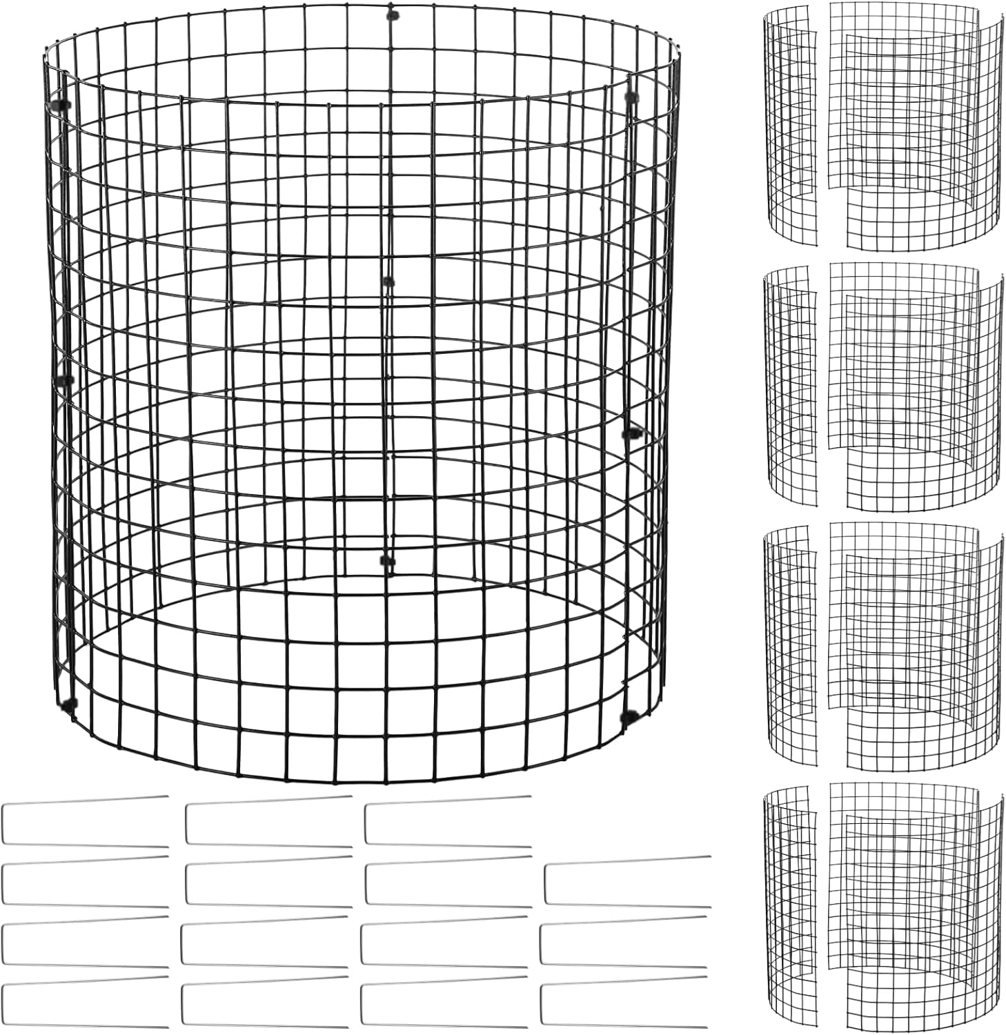 5 Pack Plant Protectors from Animals, Plant Protective Wire Mesh, 13” x 14” Plant Cages for Garden Flowers, Vegetables from Squirrels, Rabbits, Chickens, Metal Net with Cable Ties & Ground Stakes