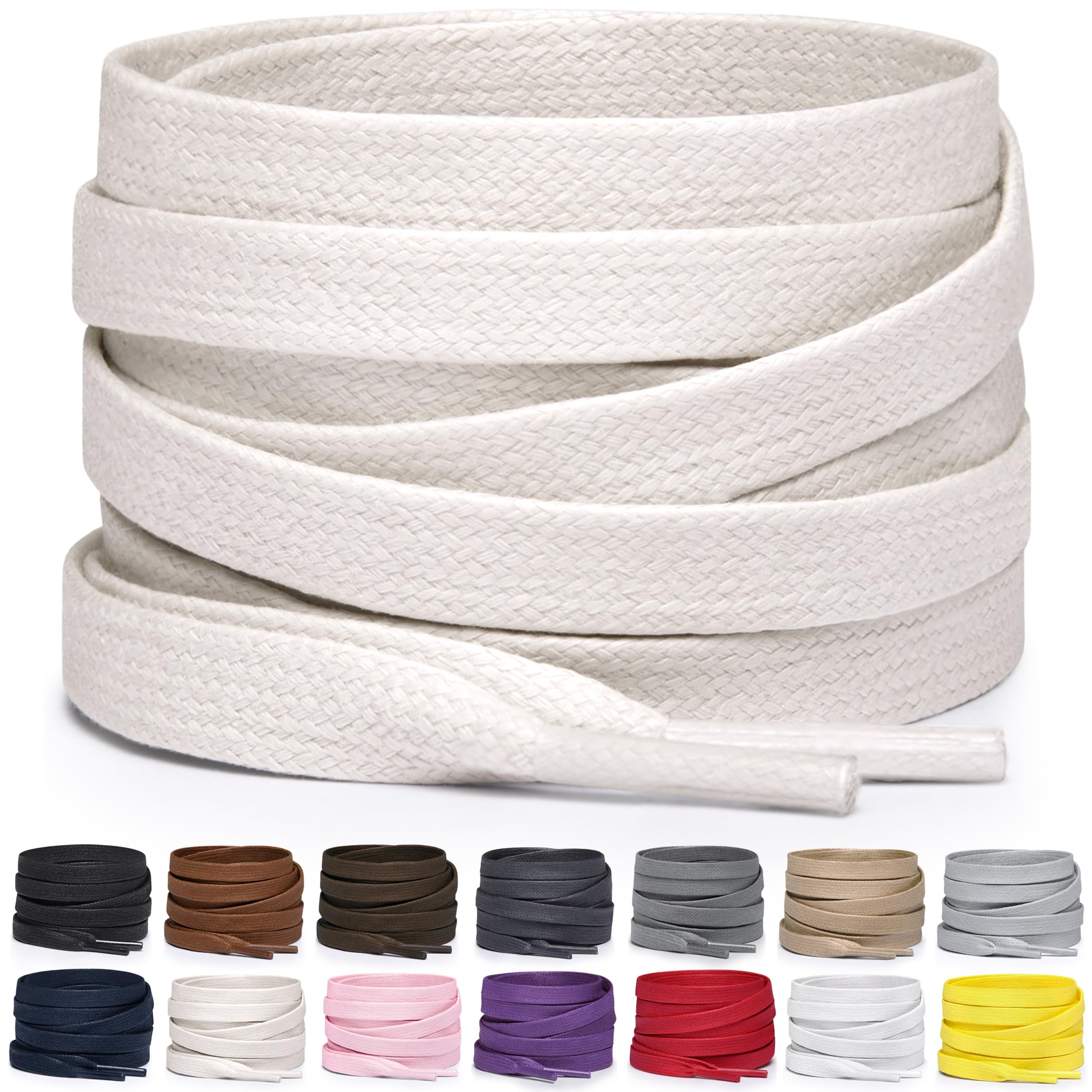 Miscly Flat Waxed Cotton Shoe Laces for Boots, Sneakers, and Shoes – Multiple Lengths and Colors Available
