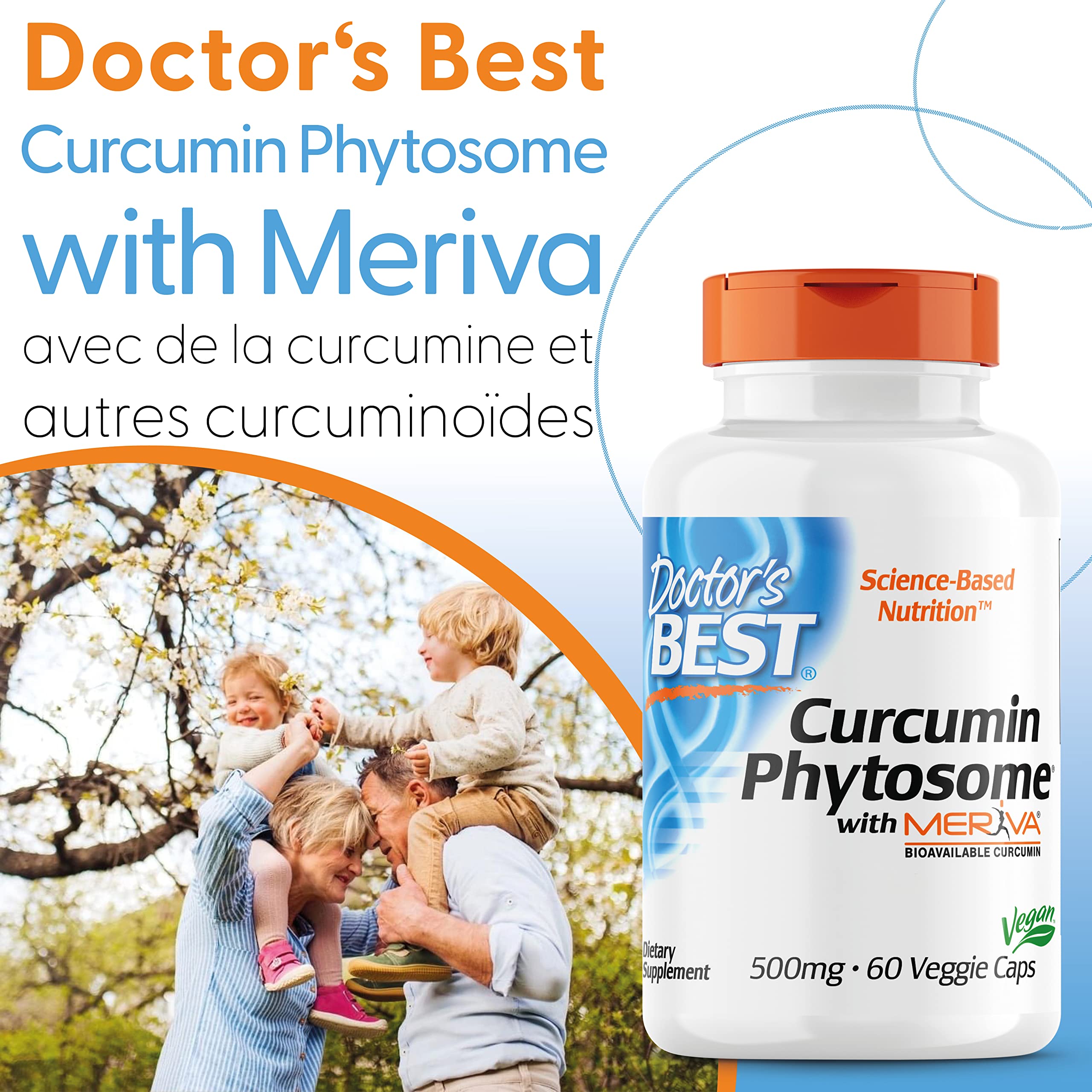 Doctor's Best, Curcumine Phytosome (Phytosomes de Curcumine) avec Meriva, 500mg, 60 Capsules végétaliennes, Testé en Laboratoire, Sans Gluten, Sans Soja, Végétarien