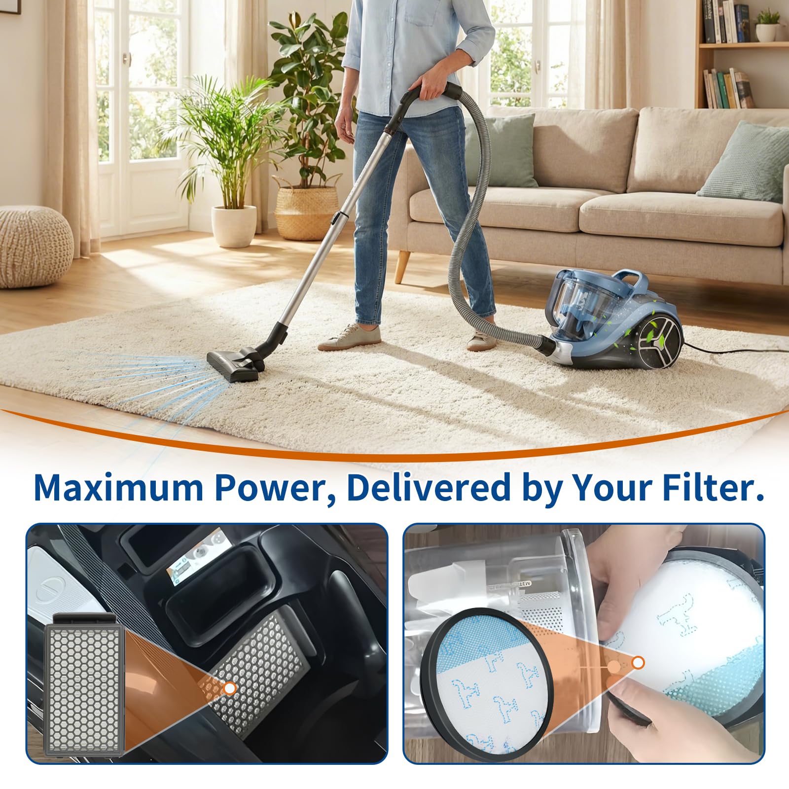 Confezione da 3 filtri ZR78000 per Rowenta Compact Power XXL Model RO48xx RO4825EA RO4855EA RO4871EA RO4881EA RO4B63EA