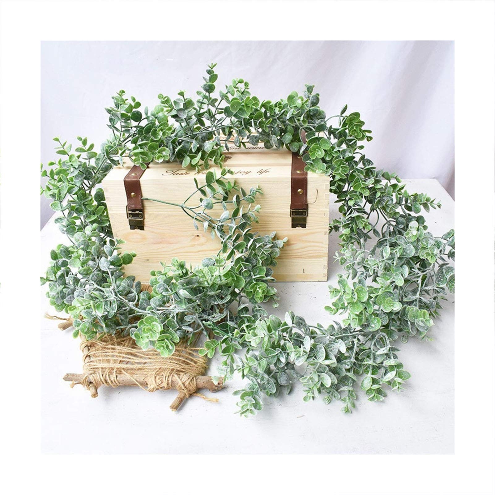 Vigne Artificielle en rotin PVC Faux Eucalyptus Leafs Ivy Plantes suspendues pour la décoration de Mariage de Jardin (Size : 180cm)