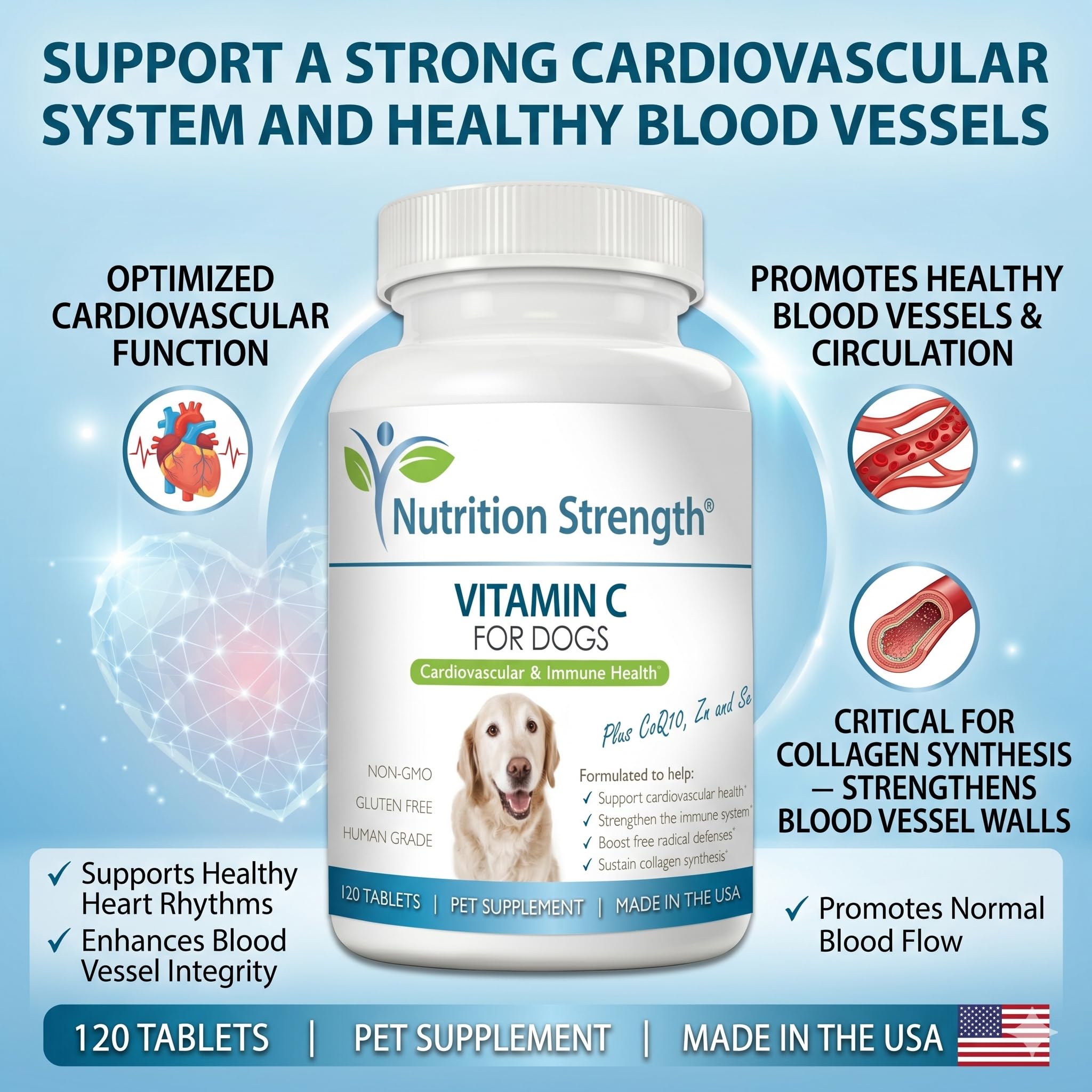 Vitamin C for Dogs to Support Cardiovascular Health, Help Strengthen the Immune System, Boost Free Radical Defenses and Sustain Collagen Synthesis, 120 Chewable Tablets — Amazon image 7