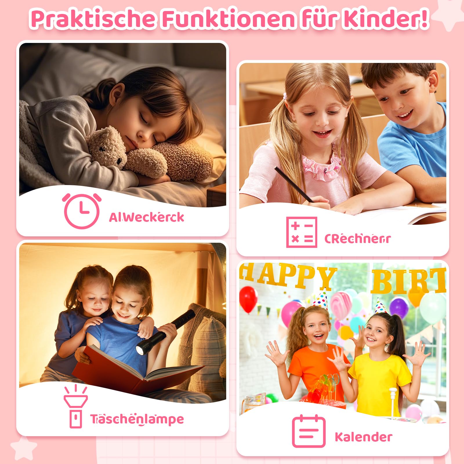4G Kinderhandy Spielzeug mit Dual Kamera Kinderkamera 2.8 Inch Touchscreen Kindertelefon Lerntelefon Lernspielzeug Jungen Mädchen 3 4 5 6 7 8 9 Jahre Geburtstags Geschenke Fuchs Rosa