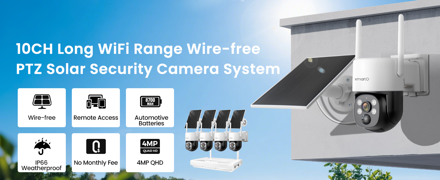 Amazon.com : XMARTO Solar Camera Outdoor Wireless, 4 PCs QHD 4MP