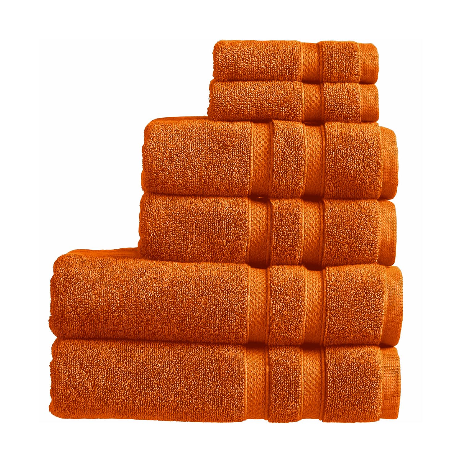 Christy Chroma Orange Towel Set | Set of 6 | 2 Bath 2 Hand 2 Face | Highly Absorbent Heavyweight 675GSM | Bold and Bright | Soft Smooth Bathroom Shower Towels | 100% Cotton | Sustainably Made | Amber
