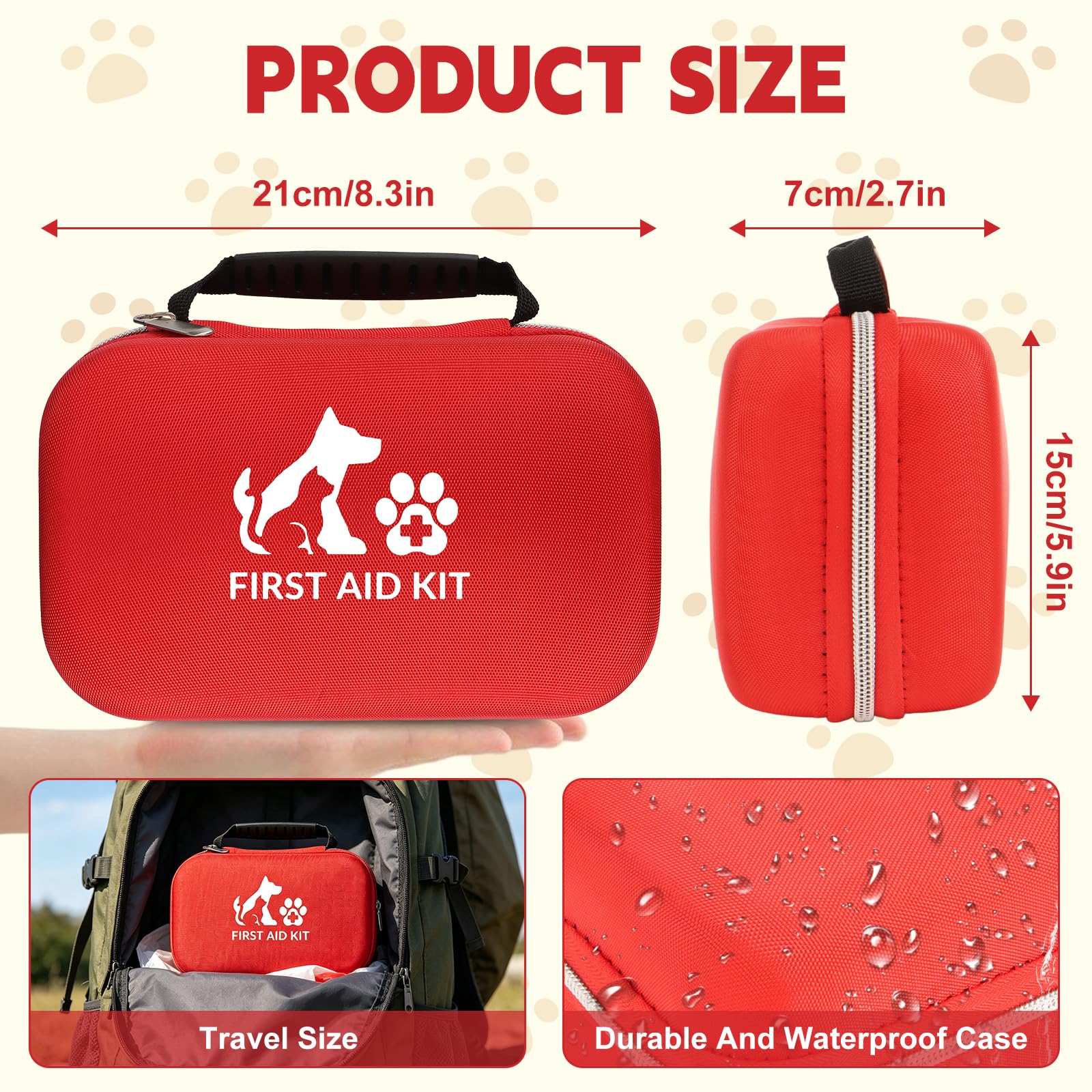 AOBOPLE Haustier-Erste-Hilfe-Set, Haustier-Notfall-Set für Zuhause, Büro, Reisen, Outdoor- und Notfallbedarf zur Behandlung von Hunden, Katzen, reisefreundliche, kompakte Tasche für Zuhause, Camping