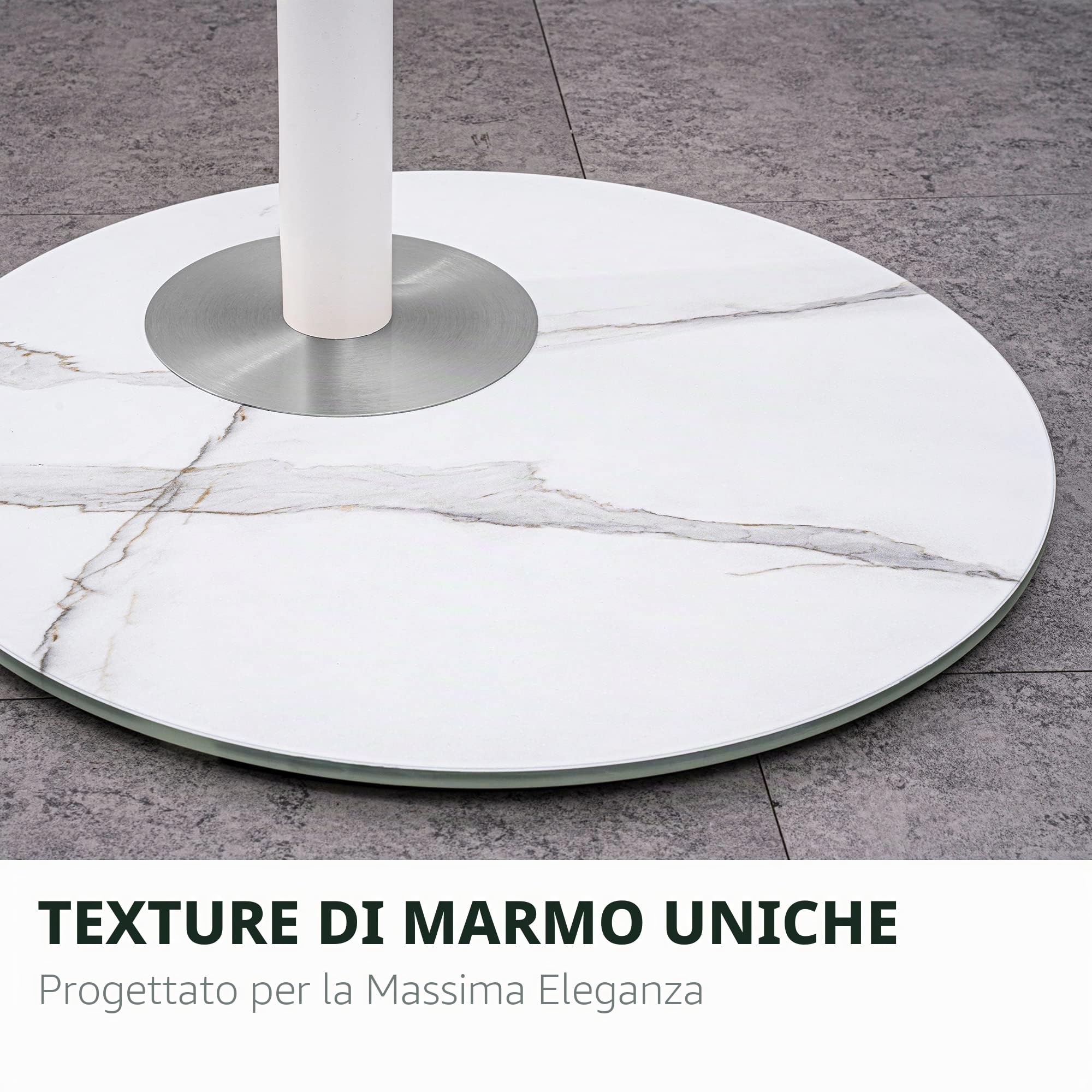 FITUEYES Supporto TV da pavimento di in stile scandinavo per supporto TV ad angolo da 32" a 60" serie Master con base in vetro strutturato Rockslab Gestione dei cavi nascosta