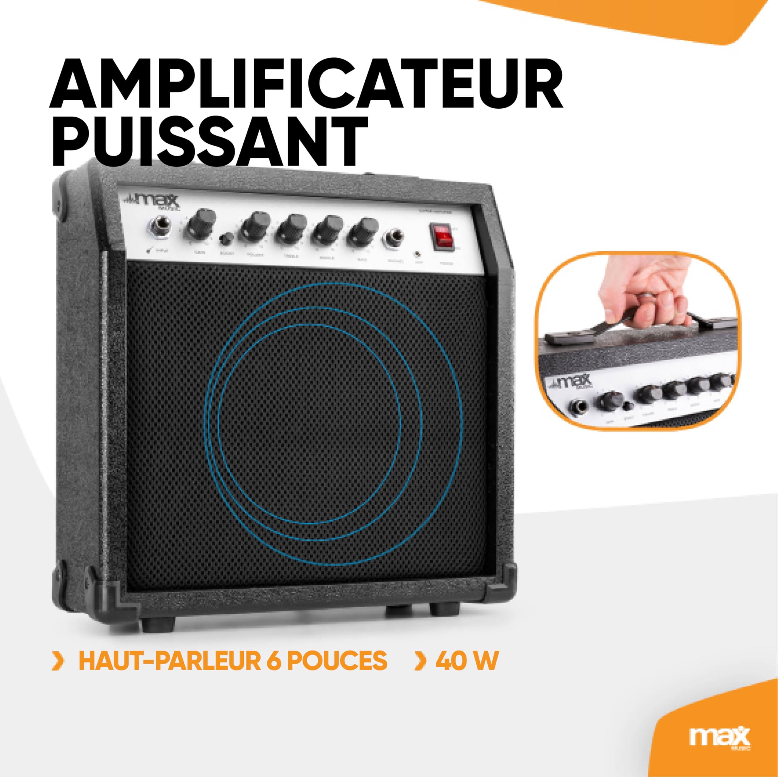 MAX GigKit Set de Guitare Électrique Comprenant la Musique et le Support de Guitare - Sunburst, Idéal pour Débuter la Guitare