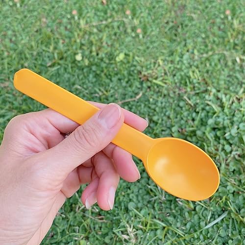 Miniatura 6 de Cuchara de sopa desechable para pastel de postre envuelta individualmente (6 pulgadas) con servilleta (8 x 9 pulgadas) (azul, 25)