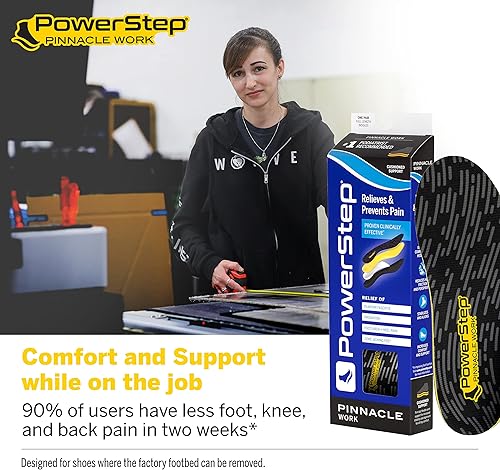 Miniatura 2 de PowerStep Insoles, Pinnacle Work, Work Boot Arch Support, Insoles for Standing All Day, Arch Support Orthotic for Men
