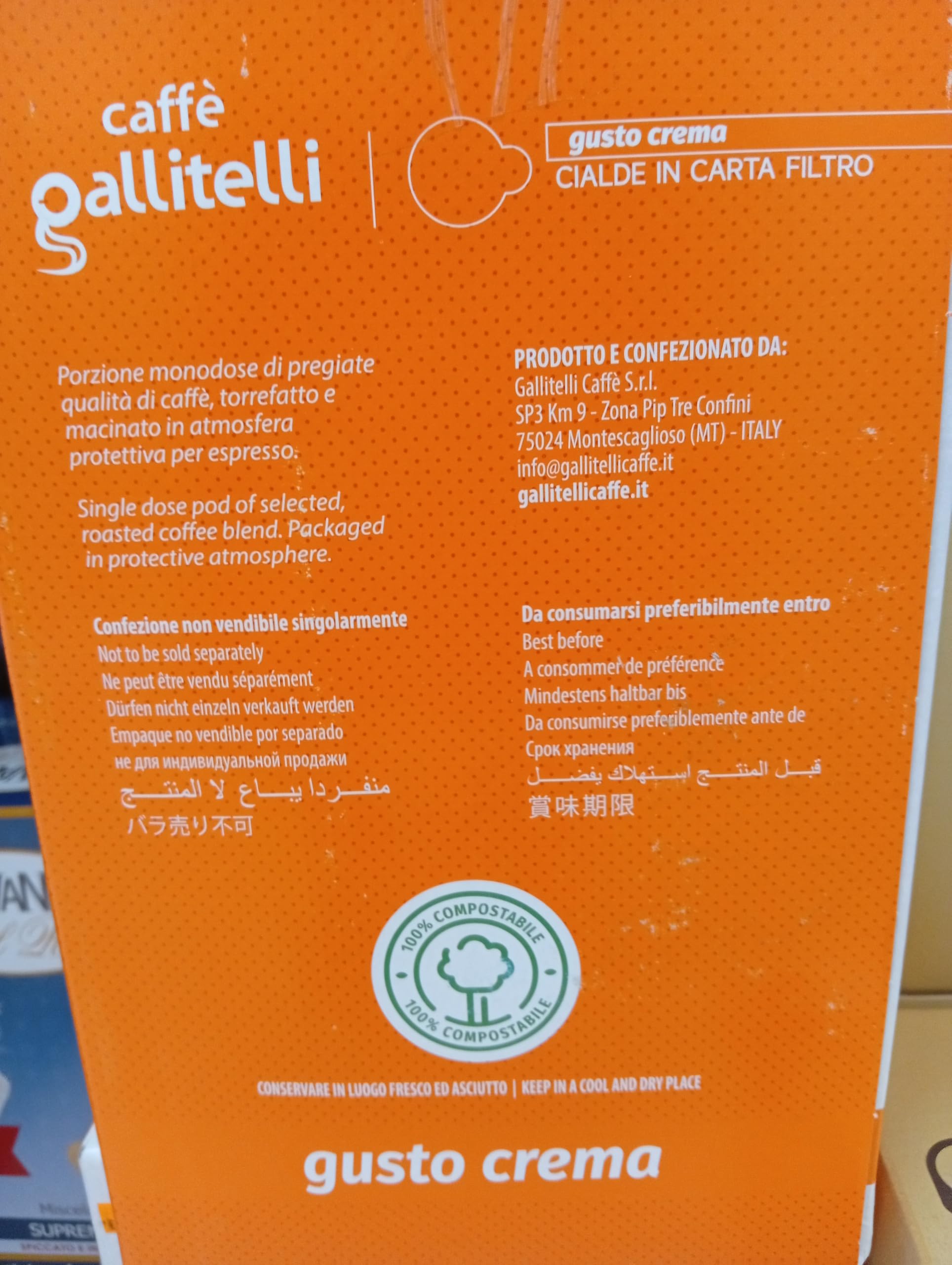 Gallitelli Caffè Cialde Crema Espresso Italiano, 150 Cialde in Carta Filtro, Gusto Crema, Confezione Monodose