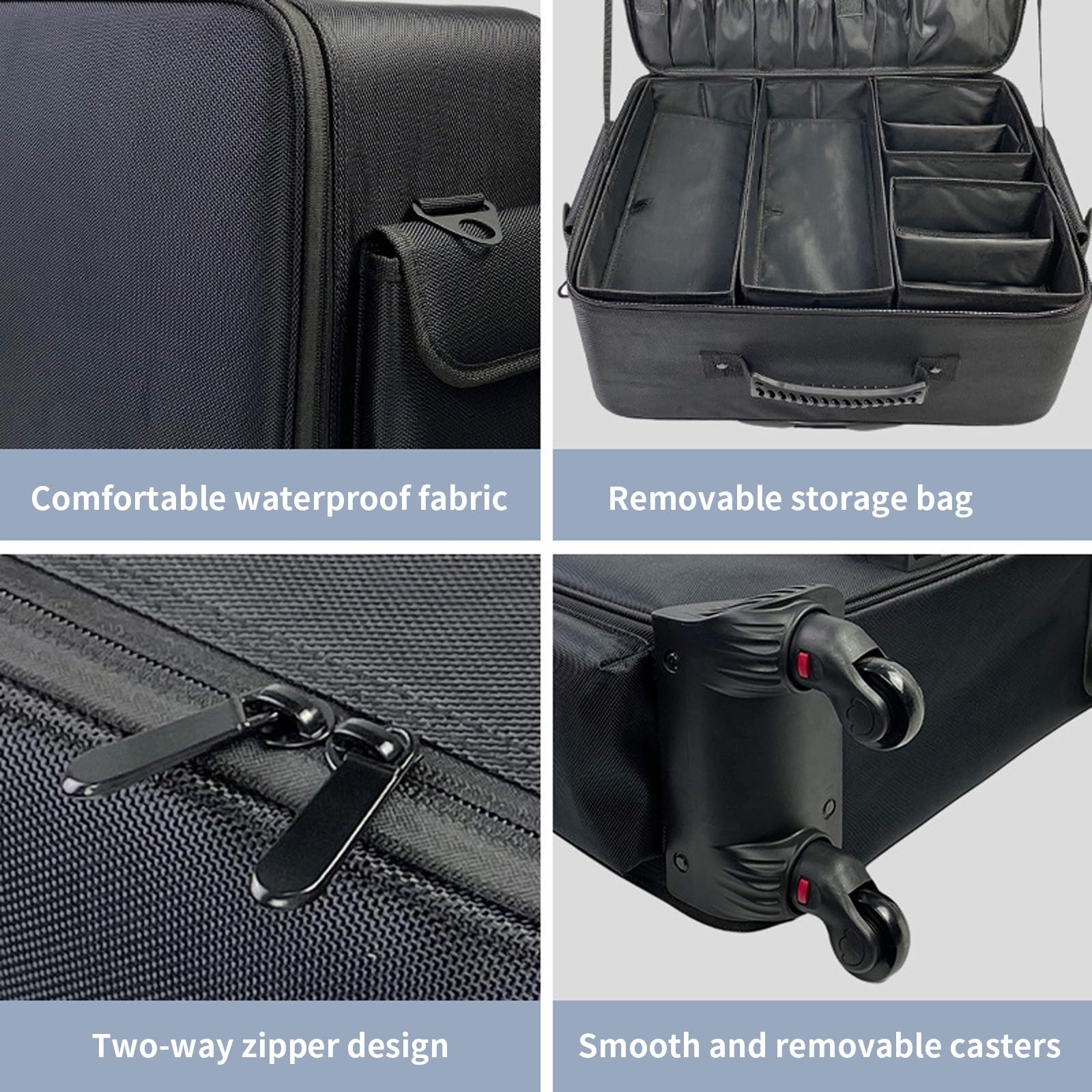 Wielowarstwowa kosmetyczka na kółkach, wodoodporny organizer do makijażu z wysuwanym drążkiem na kółkach, walizka podróżna 45 cm, bagaż i uchwyt na pędzle o dużej pojemności, najlepszy organizer