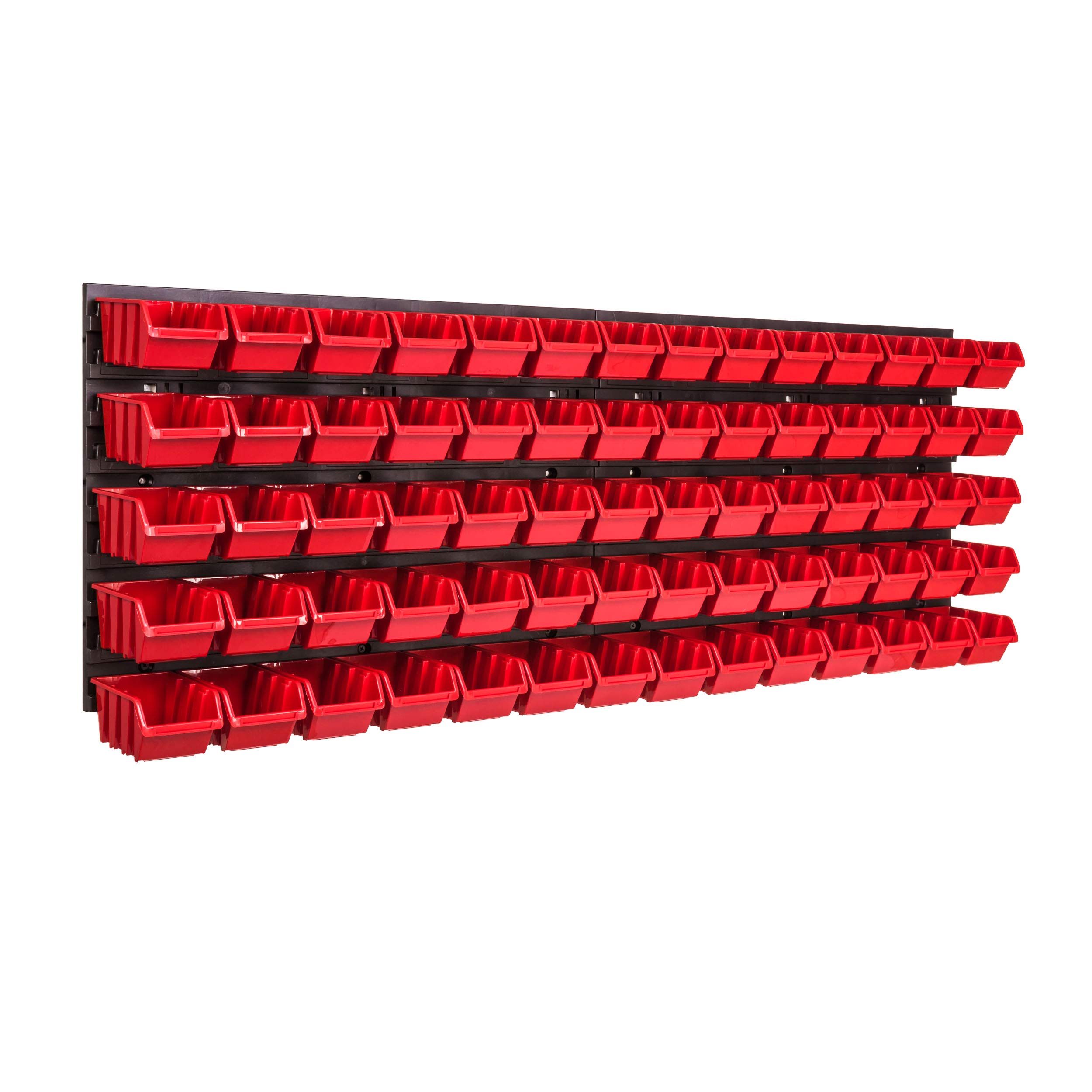 Lagersystem Wandregal 1152 x 390 mm , 70 stck. Box , Stapelboxen Schüttenregal Sichtlagerkästen , Extra Starke Wandplatten , Regal Erweiterbar , Werkstattregal Lagerregal Werkstattwandregal Steckregal