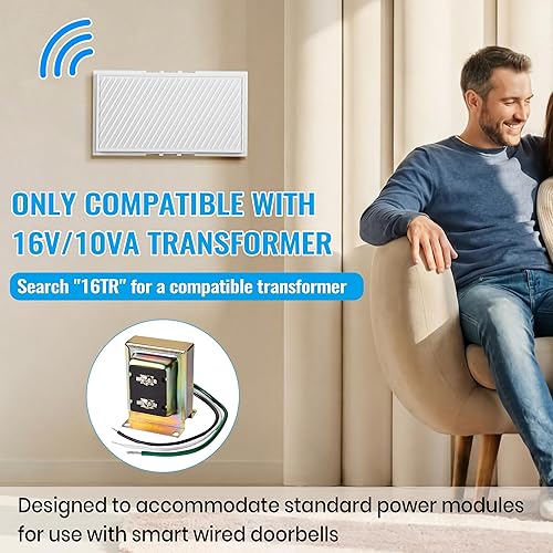 Miniatura 4 de Saillong Wired Doorbell Chime, 16V 10VA Front and Rear Door Chime for Home Wall Inside, Compatible with Doorbell Botton and Transformer, Two Loud